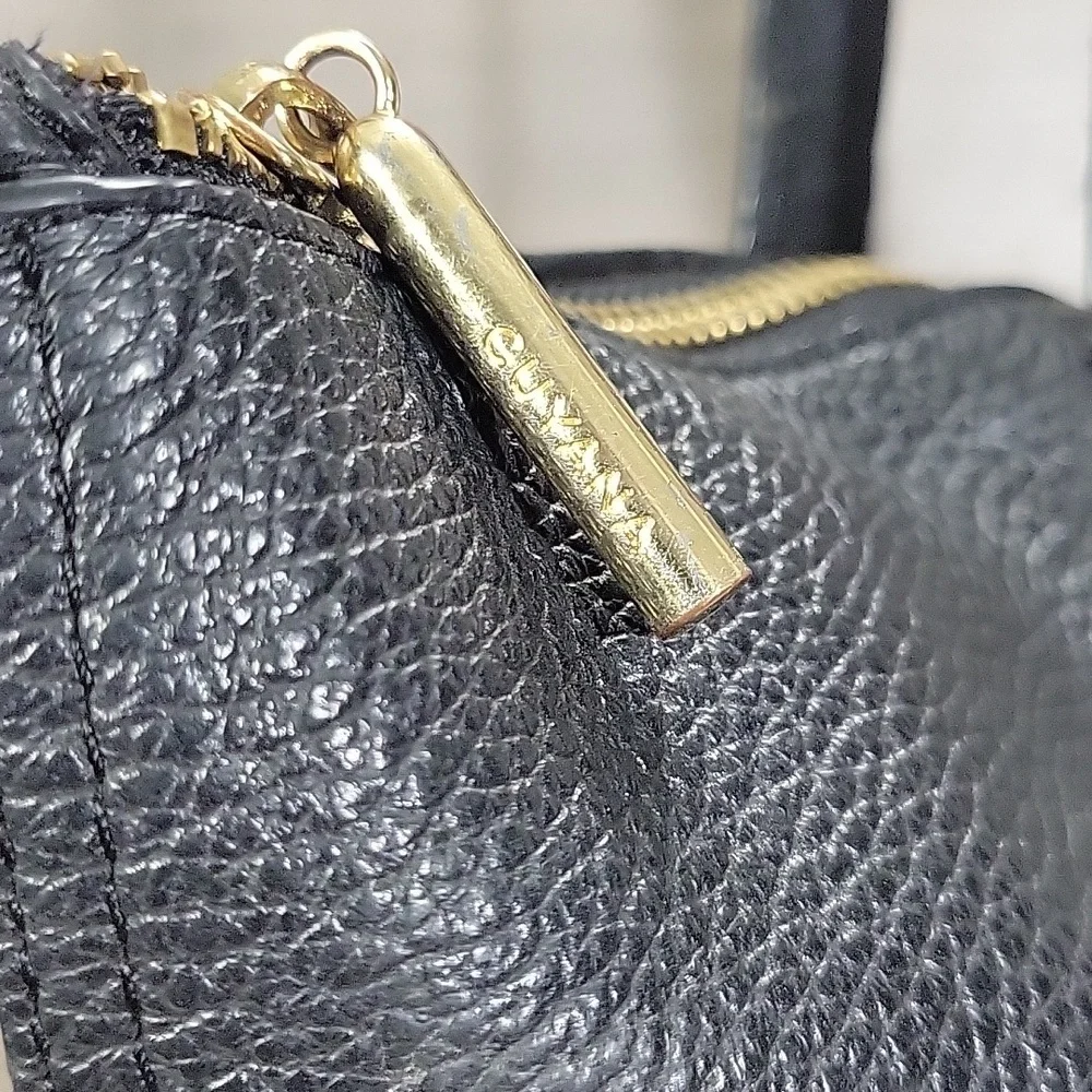 Cuyana Black Pebble Leather Tote Shoulder Bag